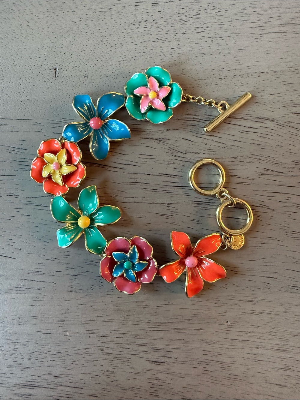 Talbots Multicolored Enameled Flower Bracelet 8.5”